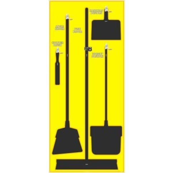 National Marker Janitorial Shadow Board, Yellow on Black, Pro Series Acrylic - SB107FG, Nmc, Mfr#: SB107FG